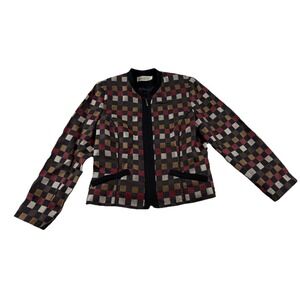 Canvasbacks Blazer Jacket Women's Size 4 Multi Color Checked USA